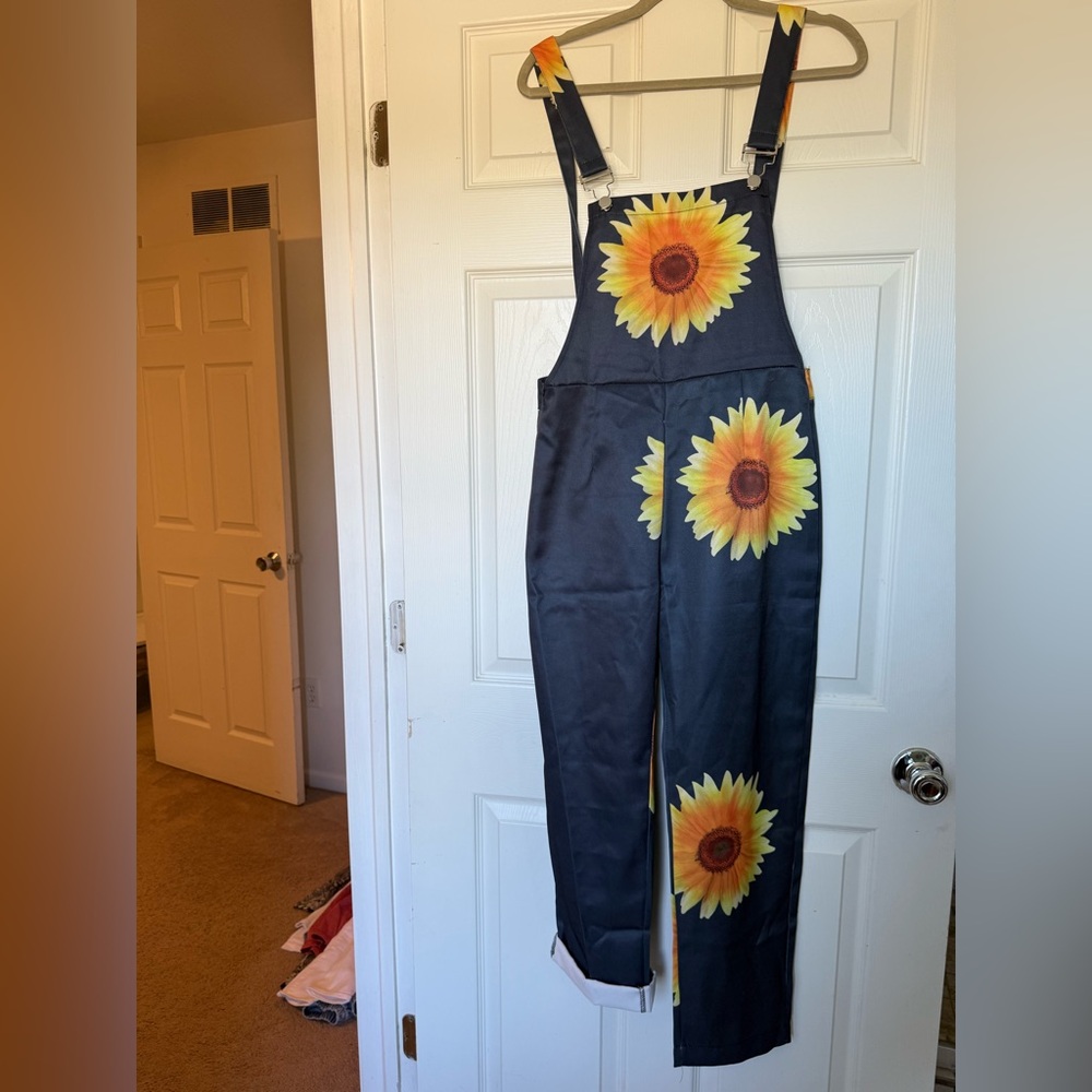 Sunflower Print Women's Overalls